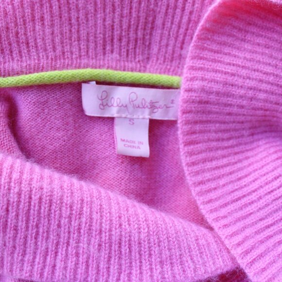 Lilly Pulitzer Shere dress cardigan ruffle cashmere Bryn Seabrook Celine pink S - Picture 9 of 9